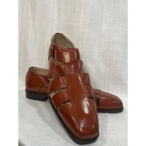 Handmade Men's Leather Fisherman Sandals Stacy Adams Strappy Buckle Sz 12